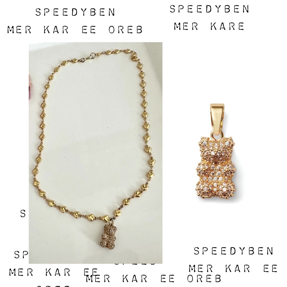 Crystal Haze Gold Nostalgia 3D Pave Bear Heart chain Necklace - Picture 17 of 17